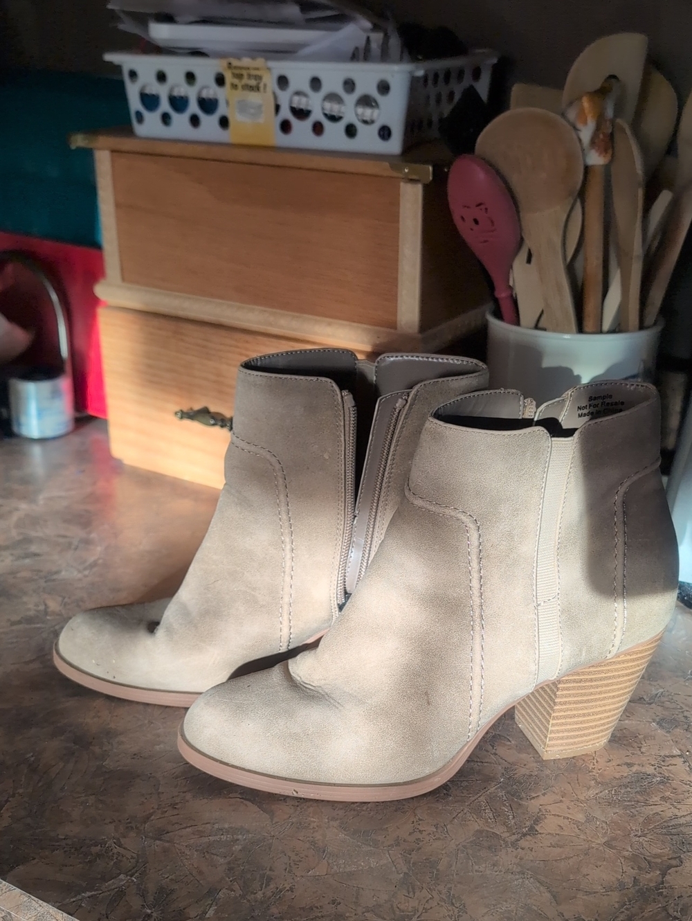 Simply Vera Vera Wang Taupe Suede-Look Ankle Booties